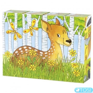 Кубики деревянные Goki Животные в лесу