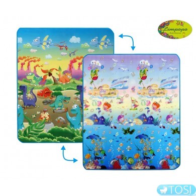 Двусторонний коврик Limpopo Динозавры и Подводный мир, 150х180 см